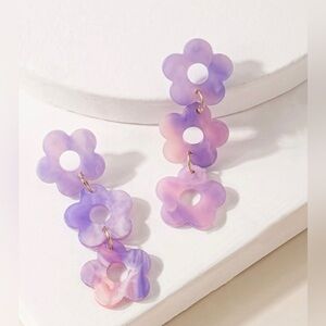 Purple Flower Link Earrings
